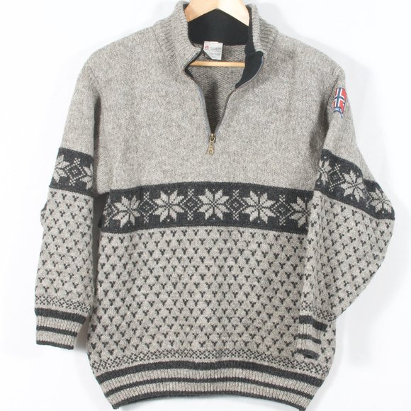 ASA Gjestal Spinneri Women's 1/2-zip Sweater S Gray Norwegian Snowflake Wool - Picture 1 of 6
